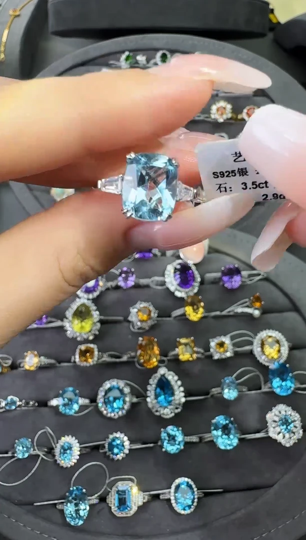 银S925镶嵌戒指托帕石3.5ct【七天鉴赏期】