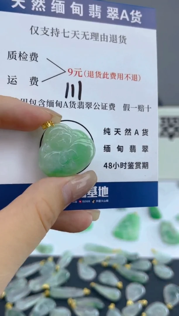 颈饰18K金镶嵌翡翠天然A货翡翠