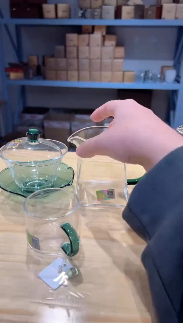 禾器-荷叶盖碗-墨绿色+瀚然茶海-墨绿色+++1