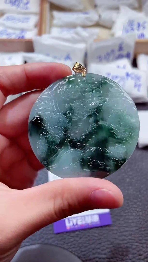 翡翠18K金镶嵌颈饰00009102