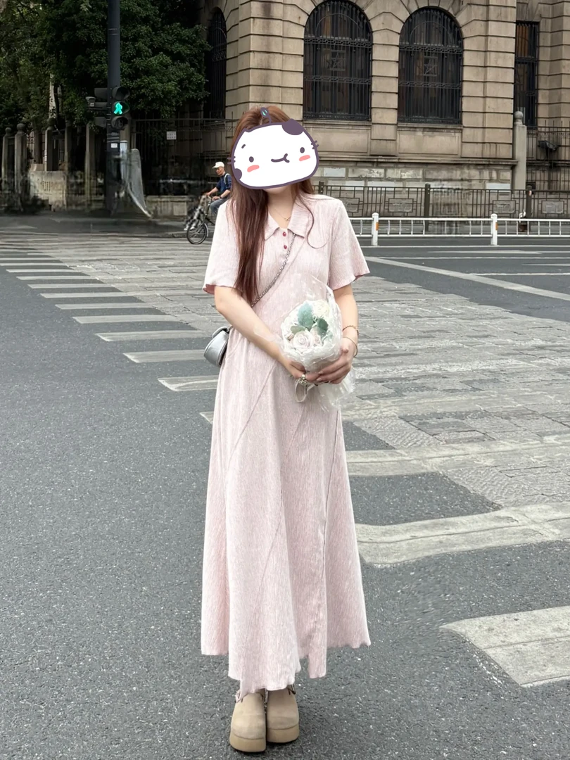 【蜜桃物语】 300斤特大码女装裙遮肉连衣裙夏季短袖赫本风遮肚