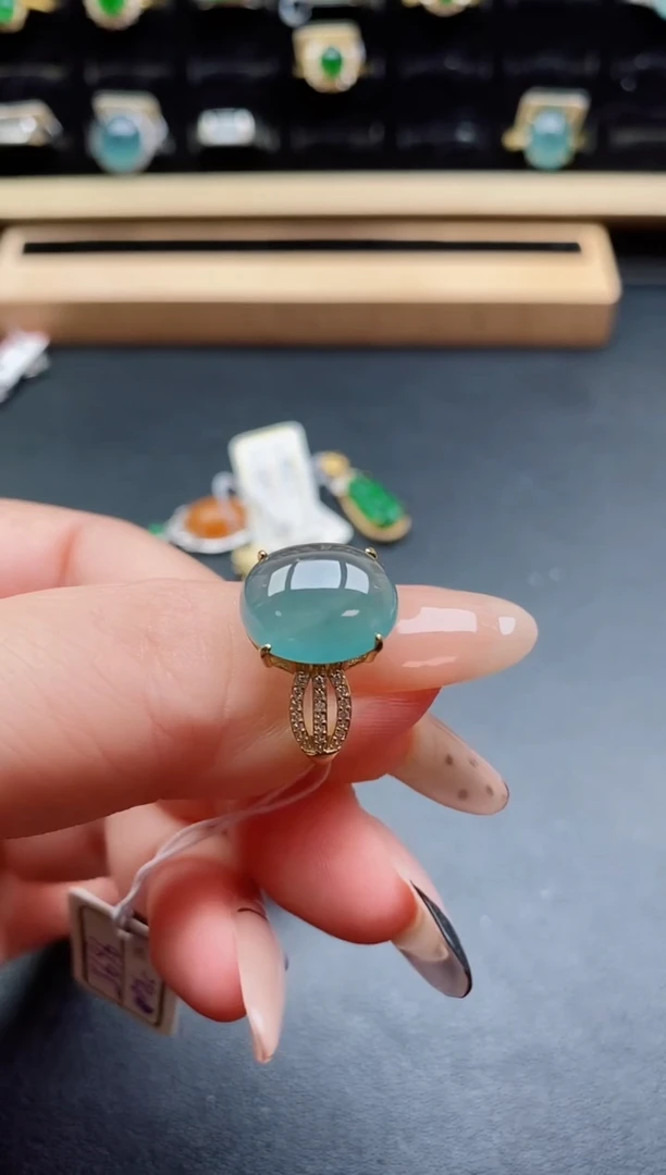 银S925镶嵌戒指翡翠1