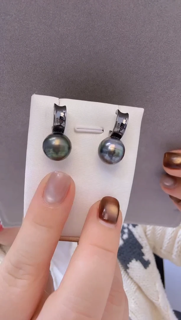 未镶嵌耳饰海水珍珠大溪地11.8-12mm+S925银耳钉