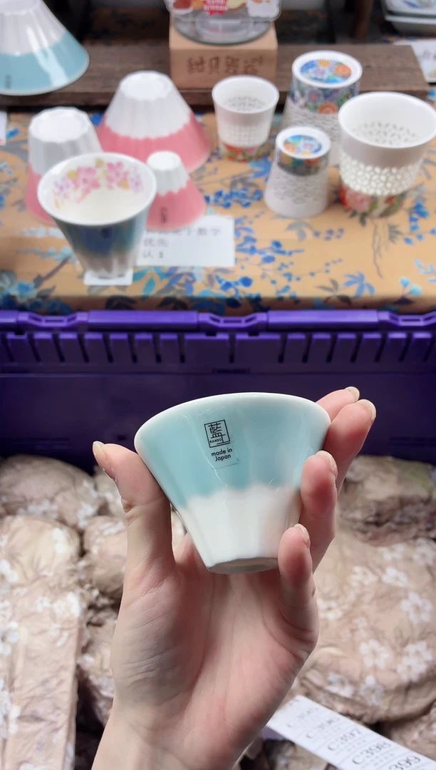 瓷片蓝色富士山杯（小）