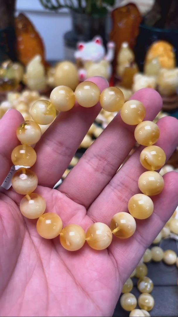 手串蜜蜡未镶嵌p64俄料金瓷蜜蜡单圈 17.12克 12mm