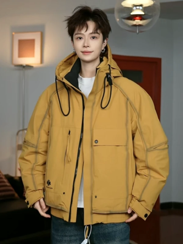 冬季新款男女同款白鸭绒潮流百搭时尚保暖羽绒服连帽外套-1