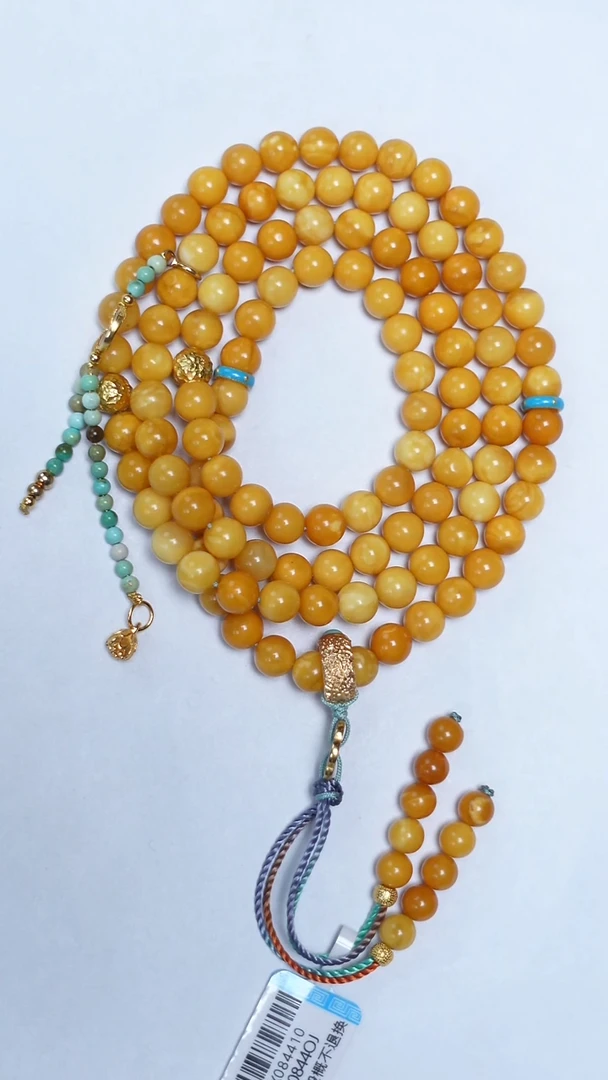 琥珀颈饰未镶嵌花蜡圆珠108项链6mm