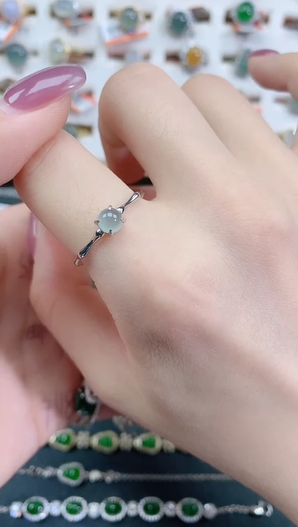 银S925镶嵌戒指翡翠天然翡翠