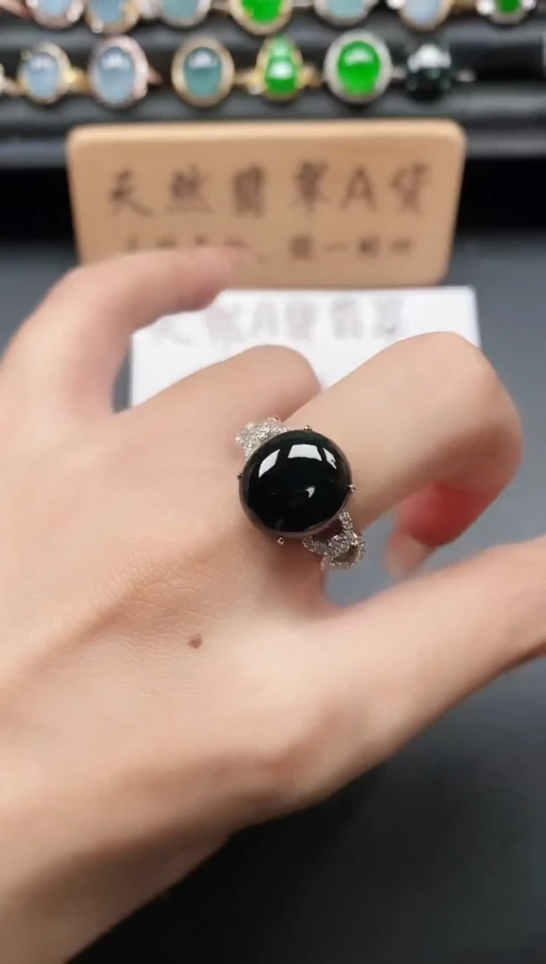 银S925镶嵌戒指翡翠11