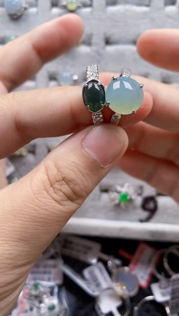 翡翠戒指银S925镶嵌10-10---1