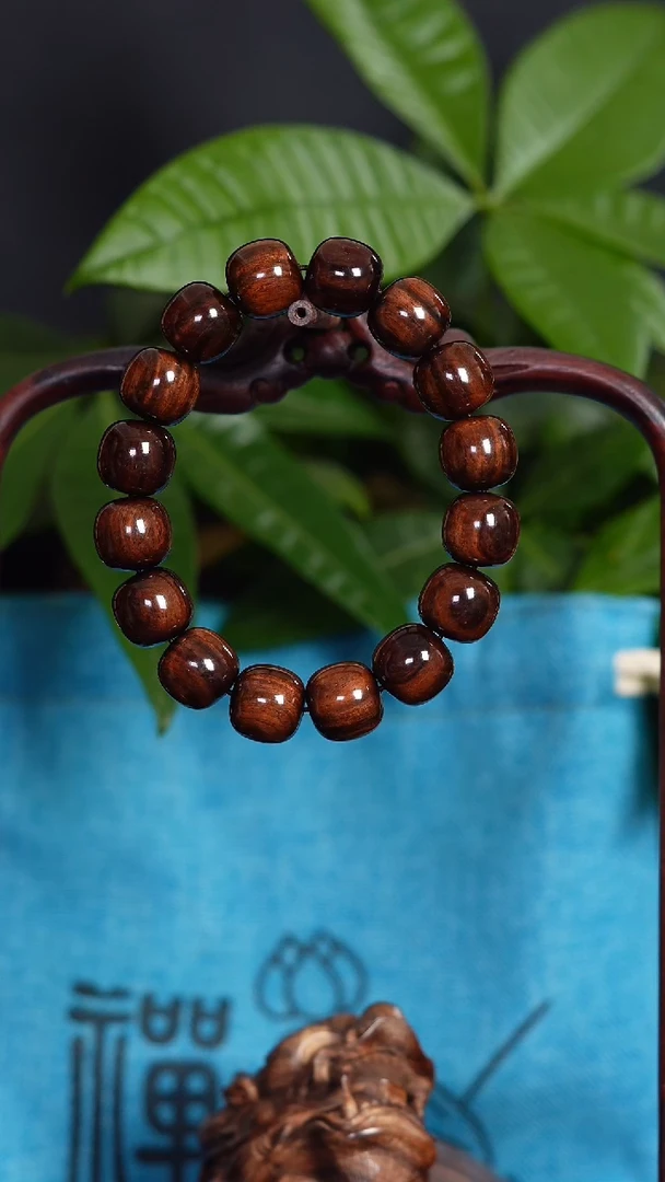 黄花梨/降香黄檀手串/手链老紫油梨顺纹大黑线1314