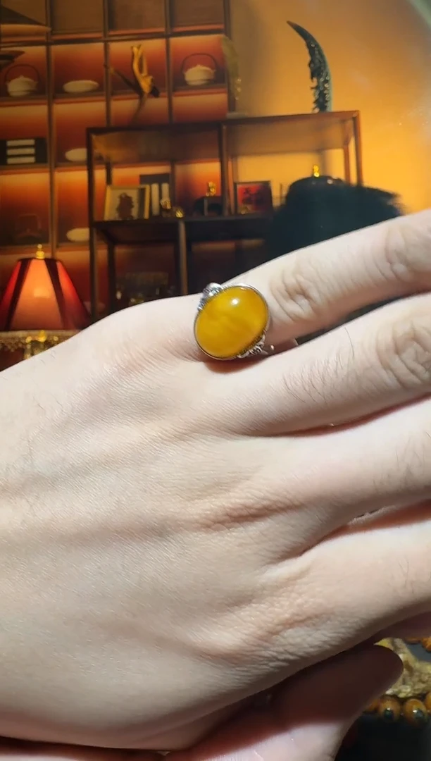 琥珀颈饰银S925镶嵌8253天然蜜蜡珠宝奇石