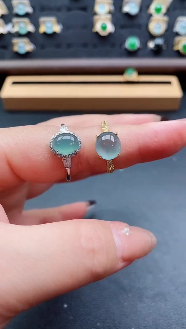 银S925镶嵌戒指翡翠1