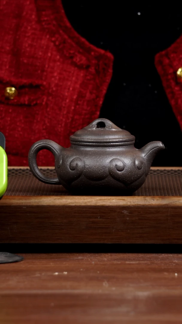 【闪购商品】紫砂茶壶8目粗砂天青仿古如意300CC