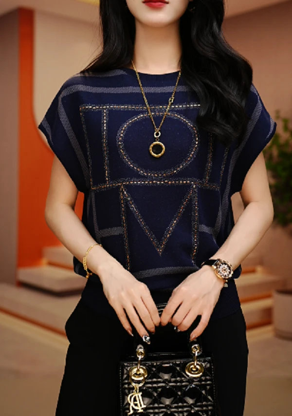 回字花-款夏季针织短袖上衣舒适透气气质上衣