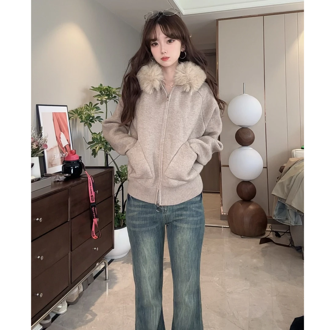 【原厂家大毛领】韩女氛围感大毛领外套保暖显瘦千金网红短款外套