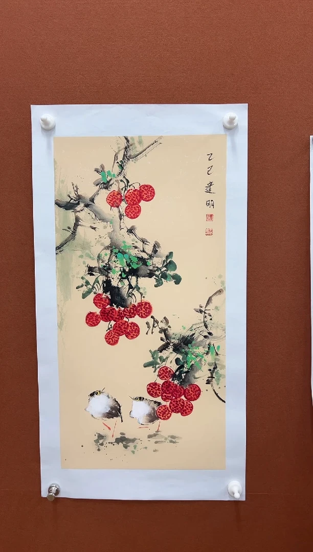 国画童建明2平尺花鸟
