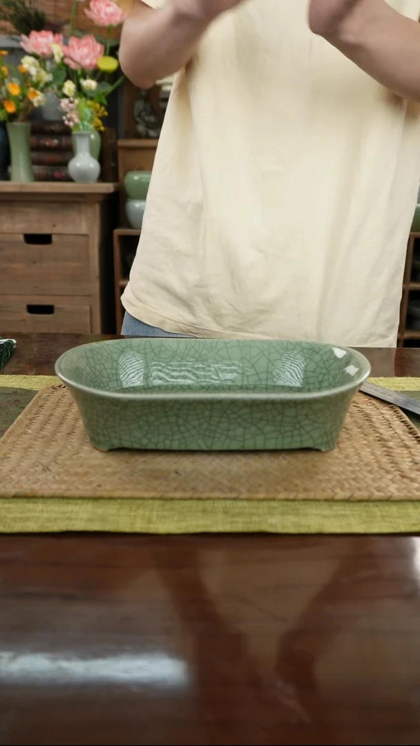 陶瓷一件包邮长方形茶洗A铁线-24.5