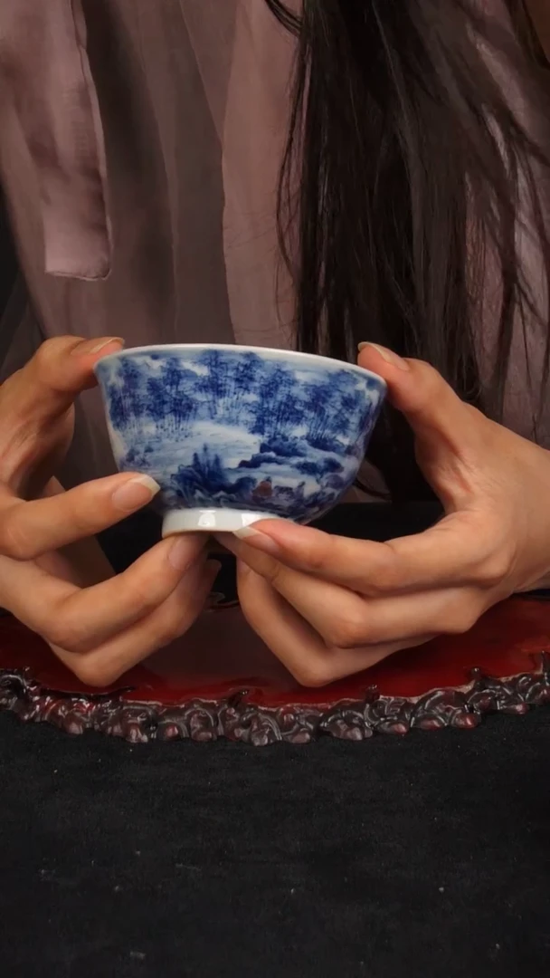 杯子景德镇景琳藏雪景压手
