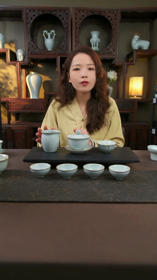 【闪购商品】杯千里江山七件套，开片可养