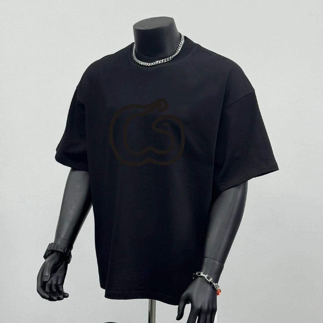 早春新款重磅2025SS320G新年潮牌蛇年行大运植绒网红爆款短袖T恤