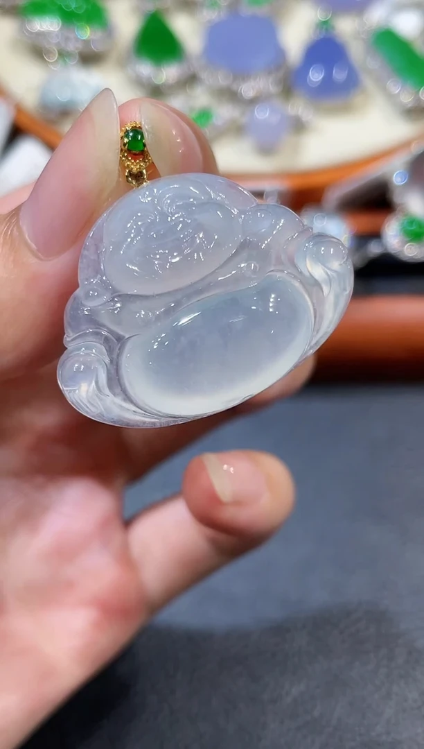 吊坠(不含链)18K金镶嵌翡翠佛