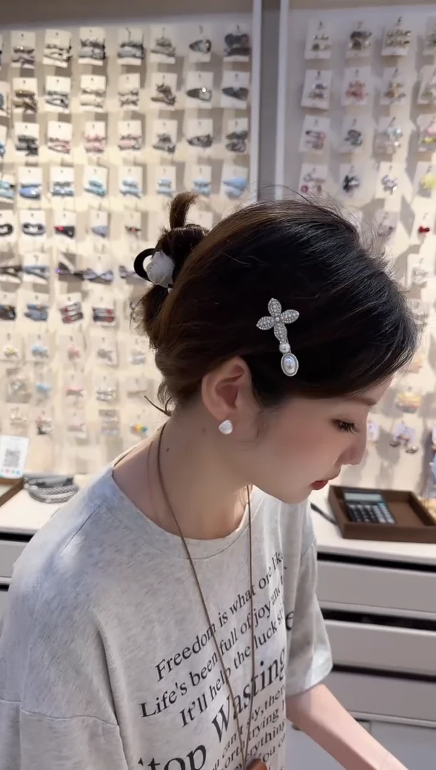 仿珍珠非金属珍珠花花发夹