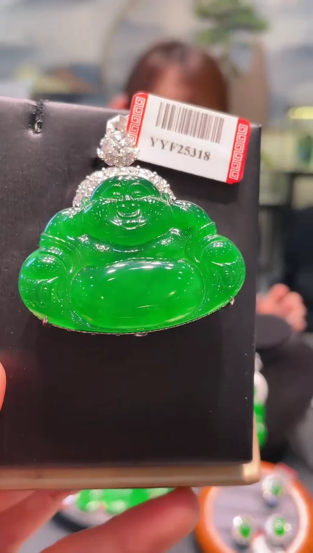 【闪购商品】翡翠颈饰18K金镶嵌A70天然A货翡翠