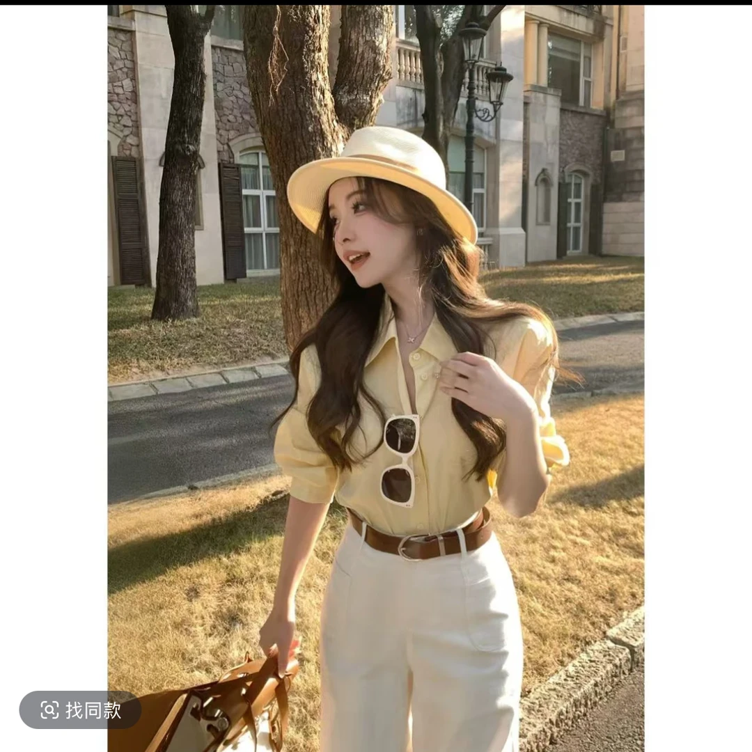 SZA理想都市春季新款韩版简约纯色衬衫2025洋气衬衫女士