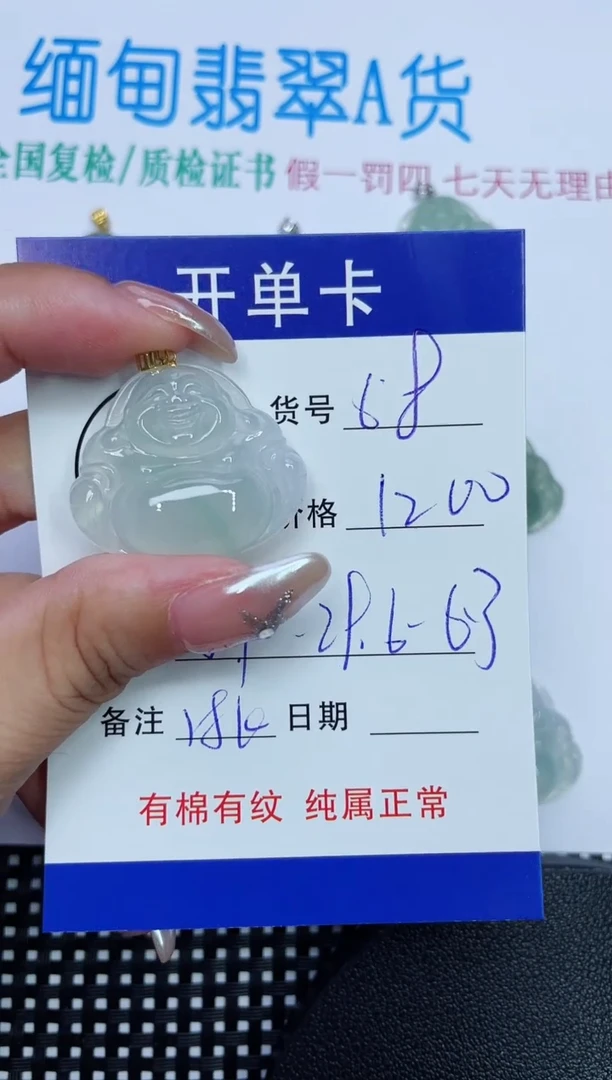 翡翠未镶嵌吊坠(赠链)68