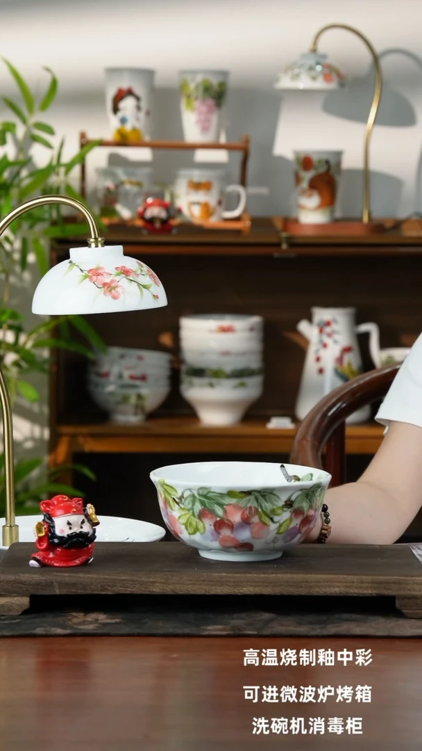景德镇手绘釉中彩（食品级）捏捏碗