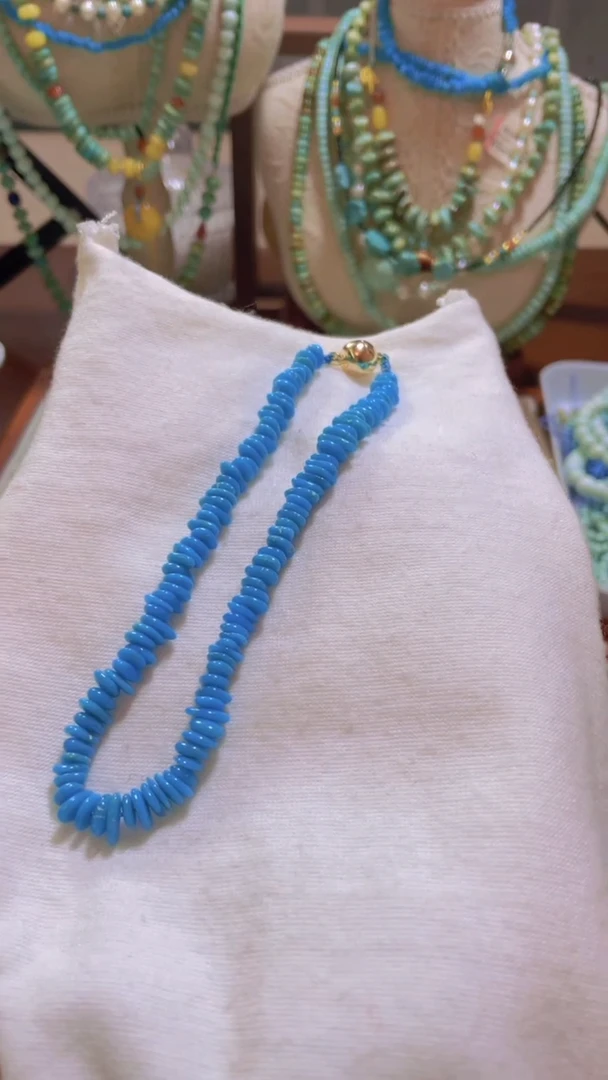 未镶嵌绿松石手链5mm蓝色随形手链