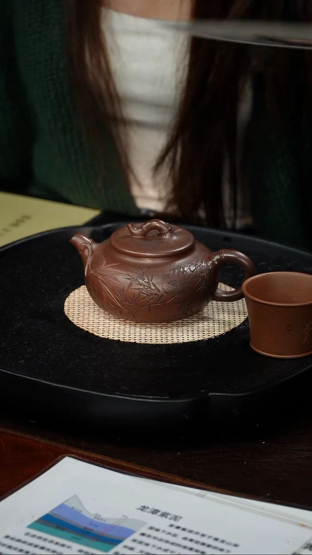 茶壶紫砂张杏娟 清风竹79 龙潭紫泥 300毫升 南景黎装饰