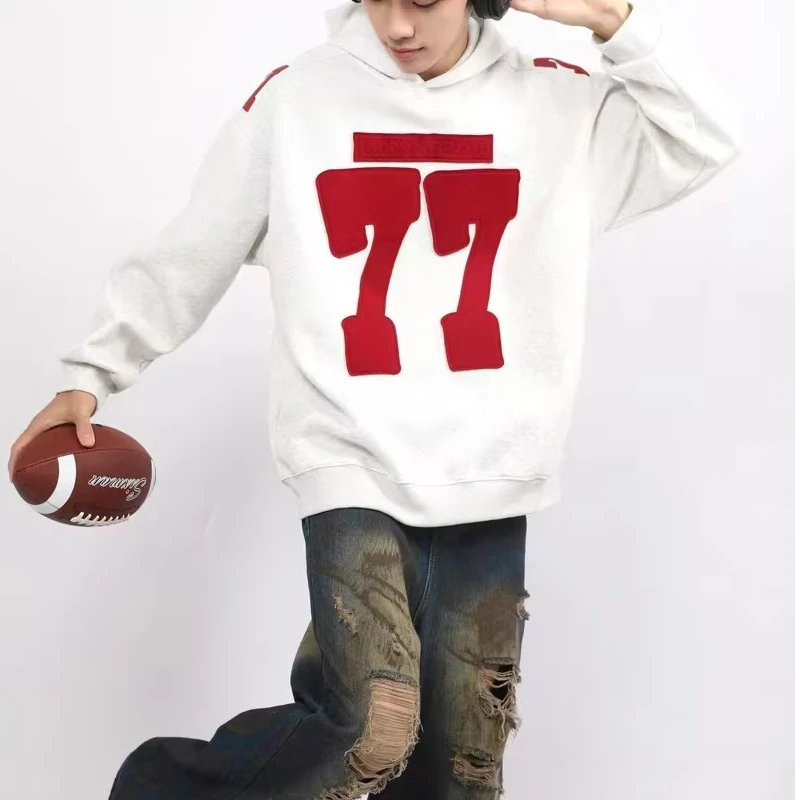 【双流恒宣】C63738长袖运动休闲连帽宽松印花时尚百搭加厚卫衣