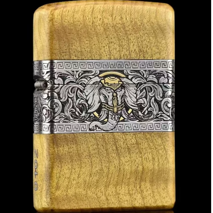 Zippo打火机金丝楠木如意吉象