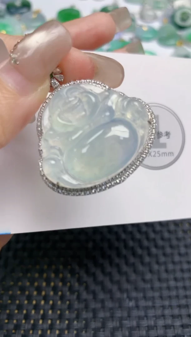 颈饰18K金镶嵌翡翠天然缅甸A货翡翠百元以上9元证书费自理