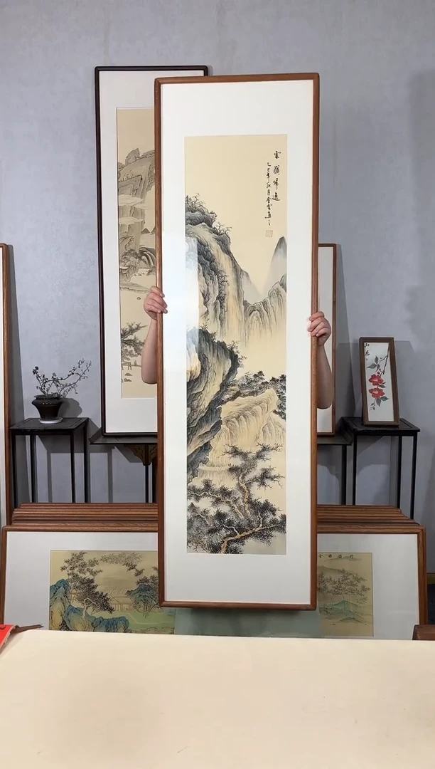 国画手绘*云岭归逸*52*172cm带框发货