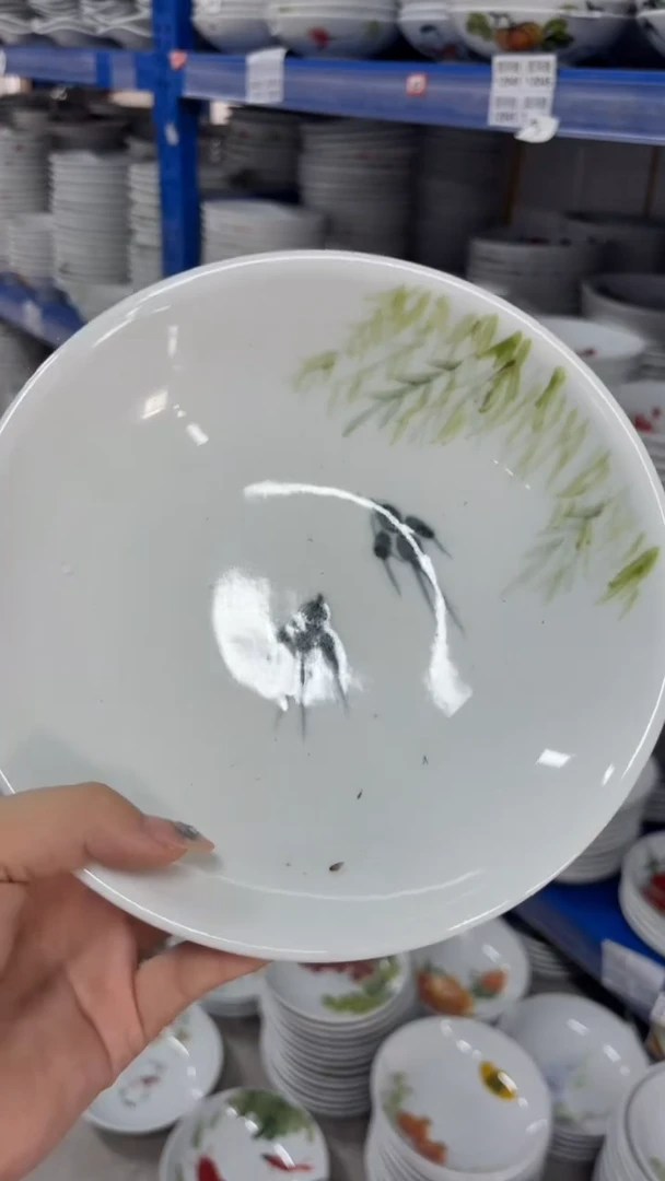 瓷片景德镇高温陶瓷食品级手绘釉中彩-圆深盘