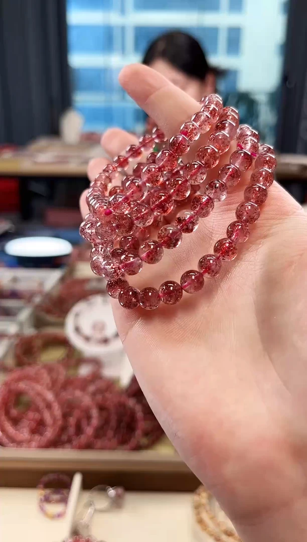 未镶嵌手串水晶金草莓超七单圈手串7mm【多样式发货】