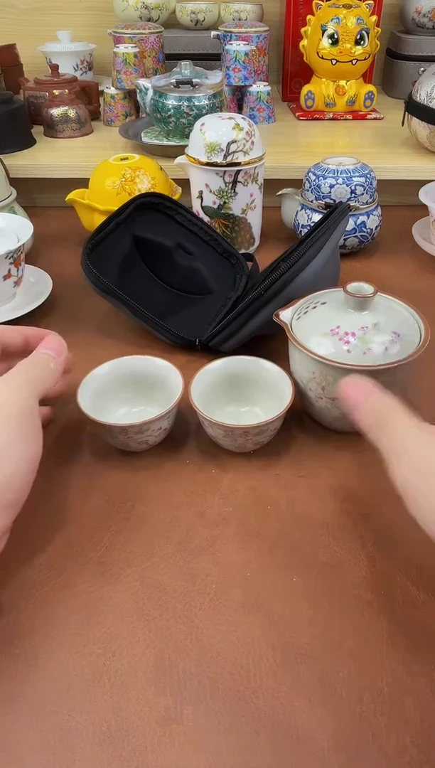 陶瓷茶具摆件旅行套组