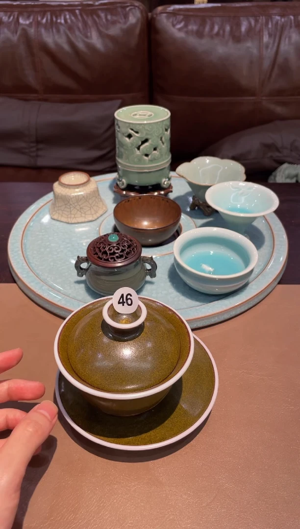 46窑承青瓷茶末三才