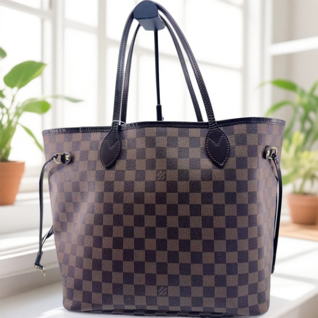 95新 LouisVuitton/路易威登  棕棋盘格购物袋 1682 5402