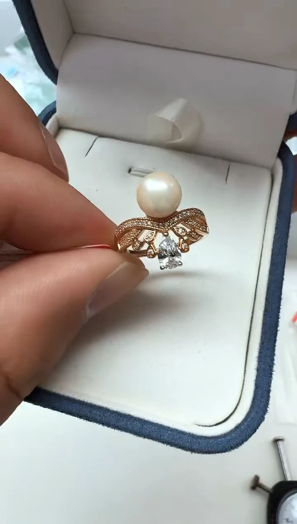 【闪购商品】海水珍珠AQ银S925镶嵌海水珍珠戒指@@YJ012