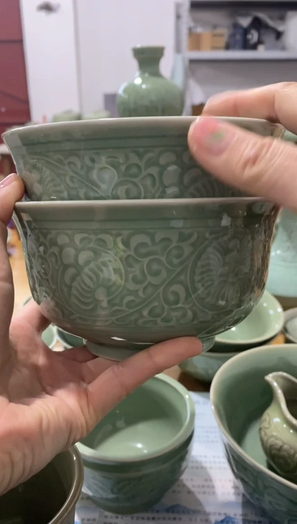 【闪购商品】b000045菊纹碗5.7英寸微瑕2只