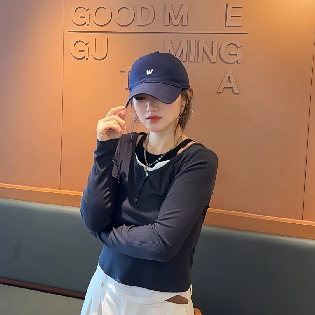 2025秋季新款水洗棉软顶刺绣棒球帽子女休闲百搭字母 鸭舌帽情侣
