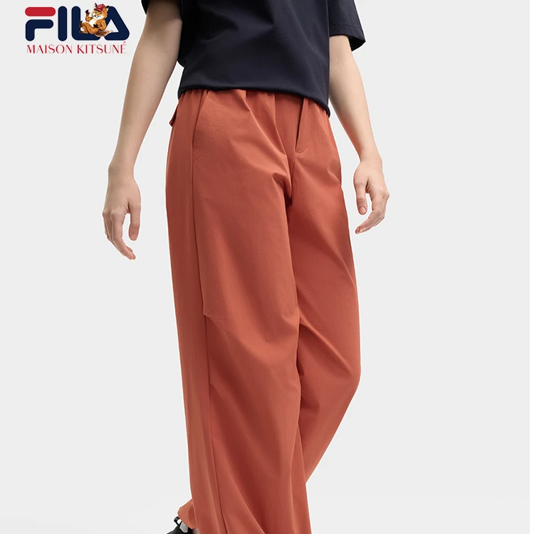 FILA斐乐女士梭织长裤2025夏季新款阔腿运动裤休闲伞兵裤收口裤