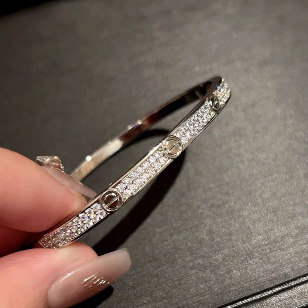 钛钢手镯 【合金手镯】精致时尚气质百搭经典镶嵌/窄版