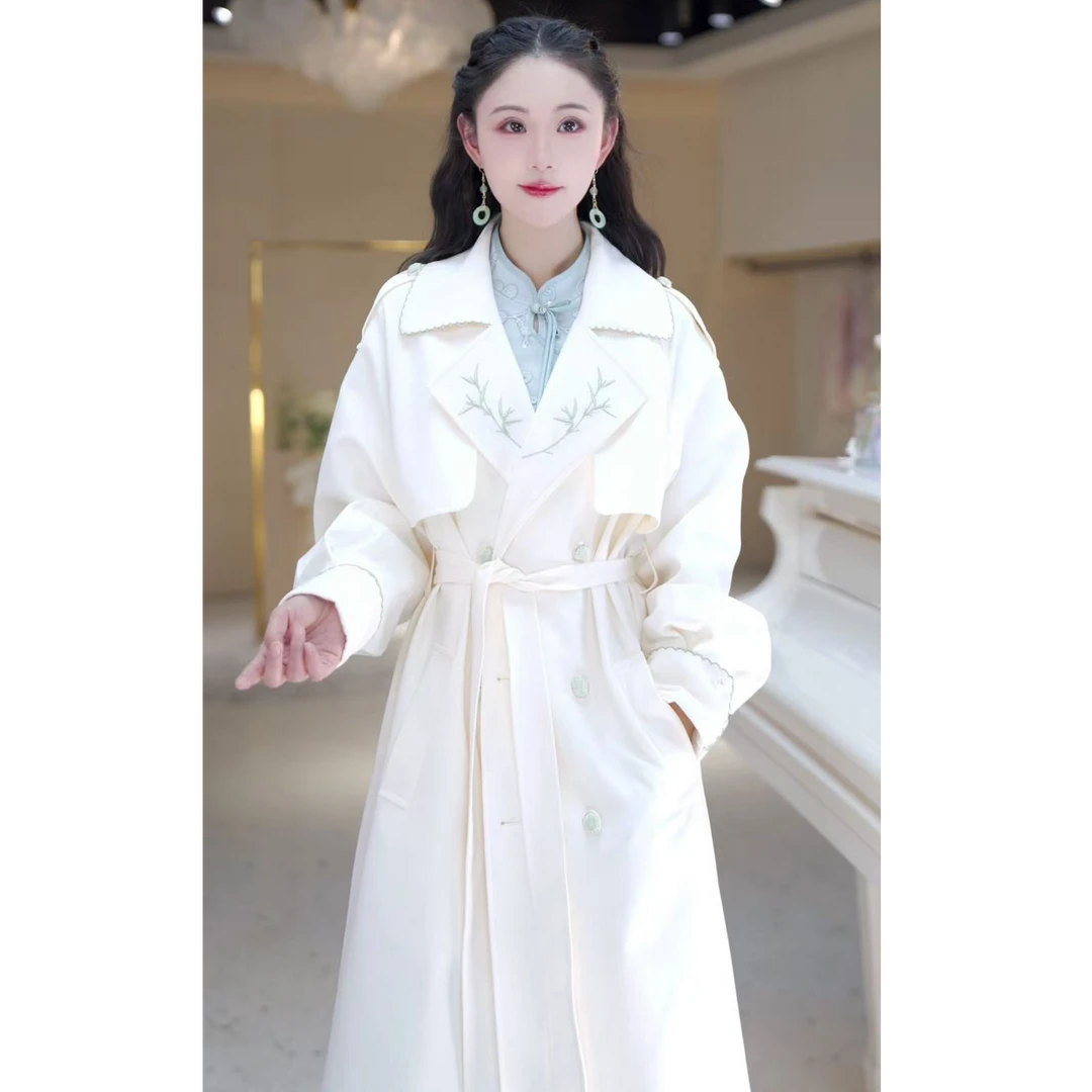 【北栀】【花满枝】时尚百搭竹叶风衣813833