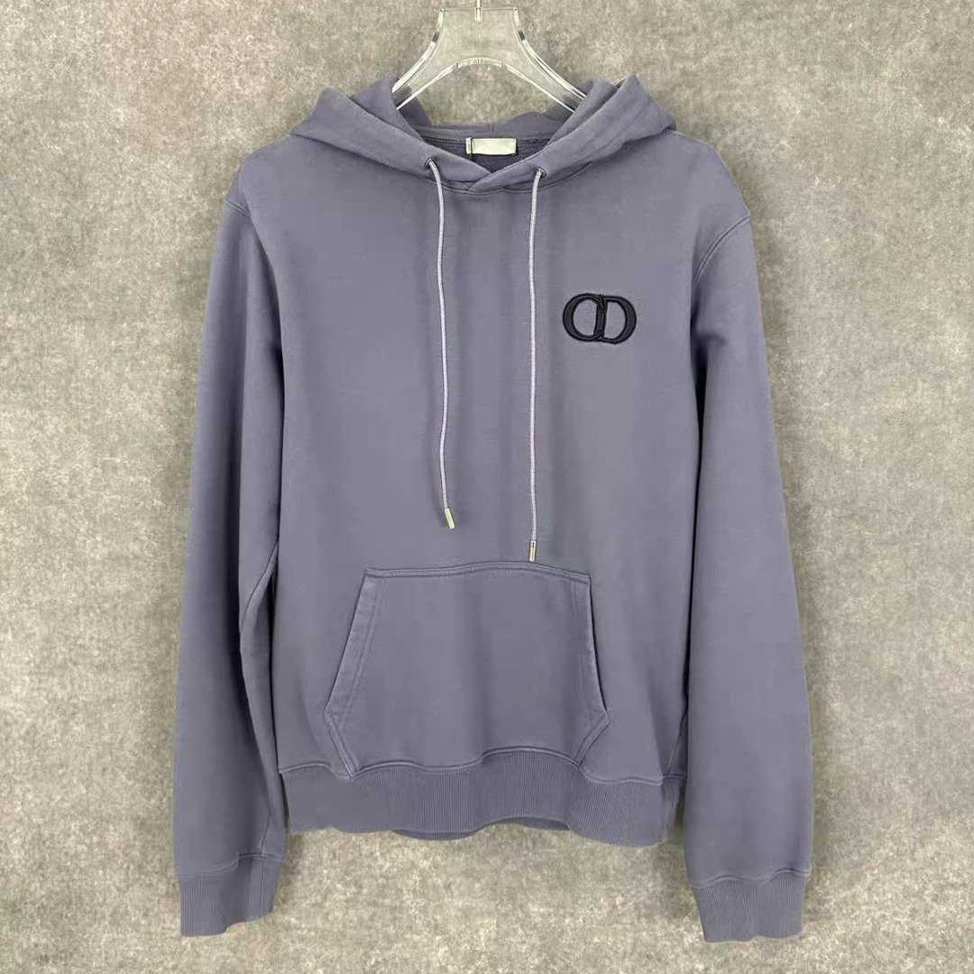 99新 DIOR/迪奥 经典CD刺绣连帽卫衣 香芋紫 L码