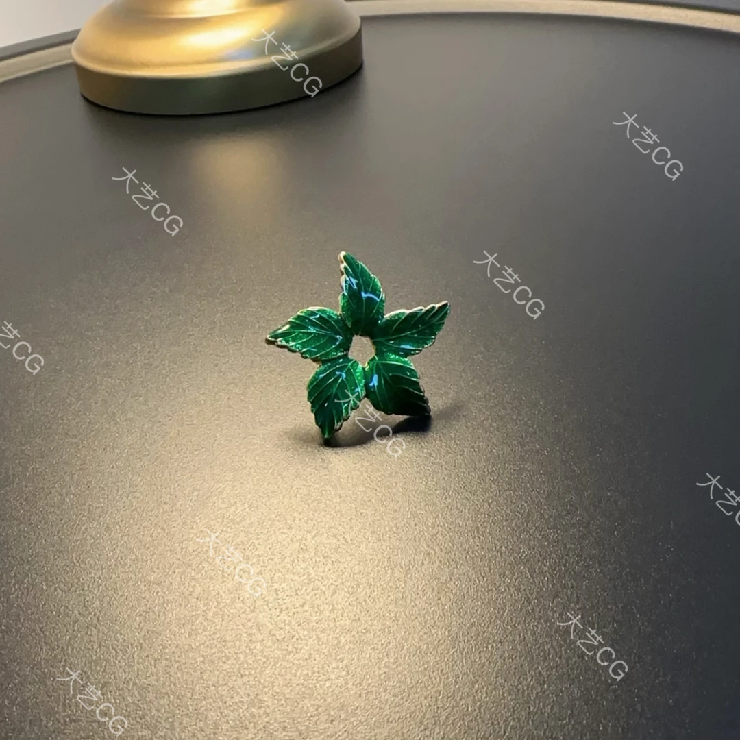 合金珐琅胸针 优雅叶子胸针绿色复古风配饰小众胸花PIAlc 0032